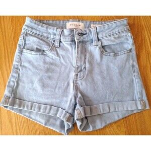 PacSun Jean Shorts Womens 26 Mid 8" Rise Cut Off Super Stretch Shortie Denim
